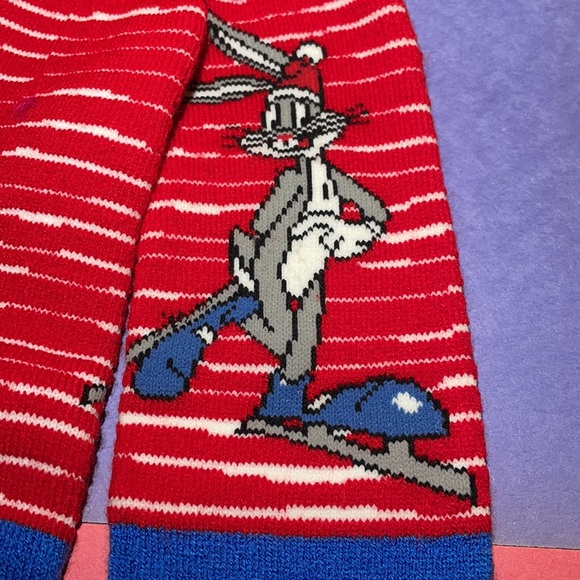 Vintage 1998 Looney Tunes Bugs Bunny Ice Skating Gripper Slipper Socks! - Picture 4 of 7